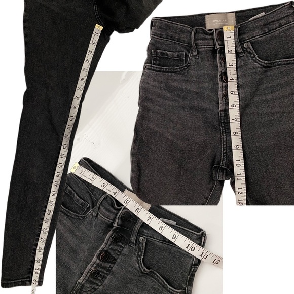EVERLANE High Rise Authentic Stretch Modal Stretch Skinny Jeans Button Fly Black - Picture 11 of 11